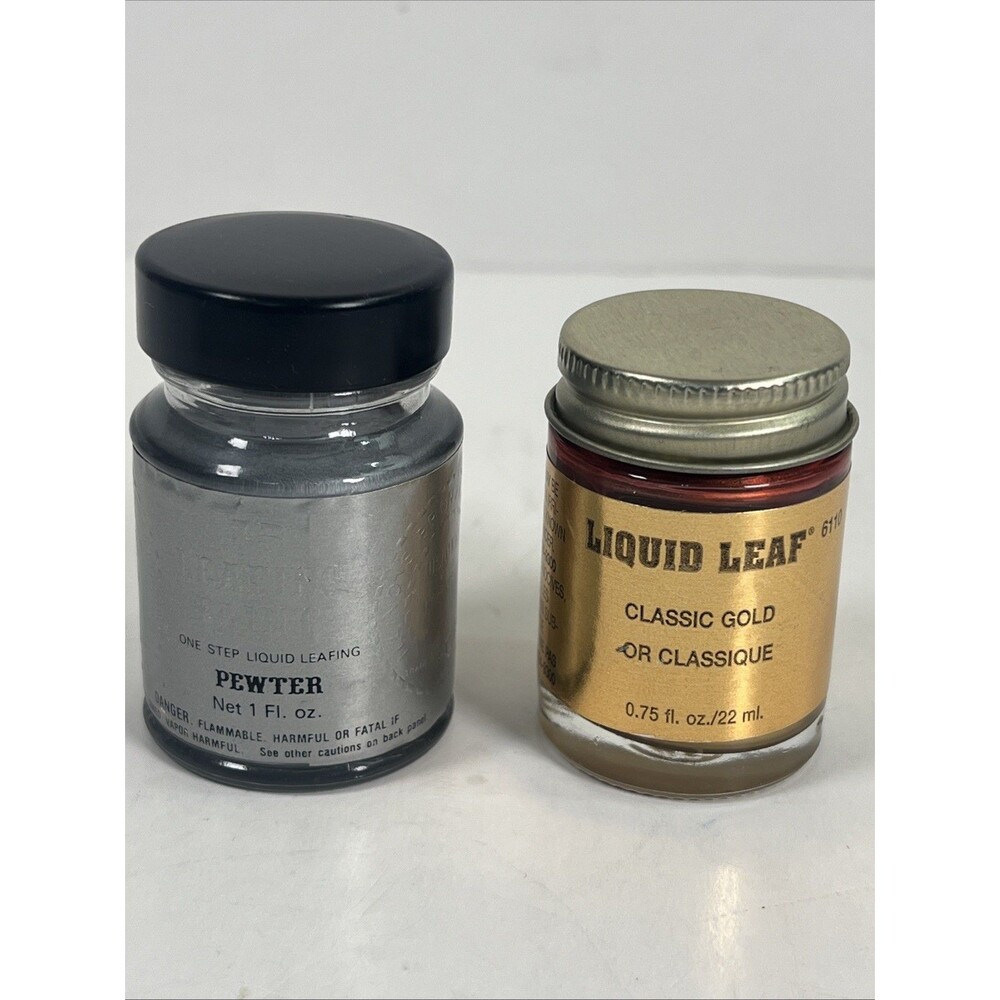 Liquid Leaf  Leafing Paint- Classic Gold Open And Illinois Paint Co.- Pewter New